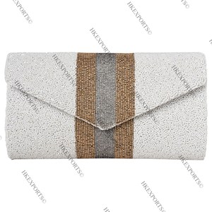 Handmade Elegant <b>White</b> Bridal <b>Clutch</b> Customizable Beaded <b>Wedding</b> Purse with Zipper Closure <b>for</b> Brides' Special Occasions - Product Image 1