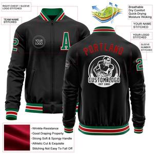 Personalizado negro Kelly verde-rojo bombardero Varsity Letterman cremallera chaqueta cortavientos Streetwear vintage hombres Varsity chaqueta - Product Image 2