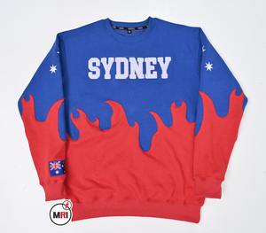 Vente en gros 100% sweat molleton en coton bicolore flamme détresse broderie respirant durable manches longues vêtements uniques - Product Image 1