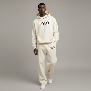 Ensemble survêtement en molleton technique de haute qualité, surdimensionné, brodé, streetwear d'hiver personnalisé, pantalon de survêtement et sweat-shirt, ample, pour hommes - Product Image 1