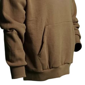 Sweat à capuche marron pour homme en molleton de coton lourd avec poche kangourou, sweat-shirt décontracté streetwear - Product Image 6