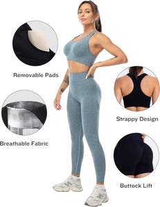 Conjuntos de Yoga de alta calidad hechos a medida entrenamiento mujer sin costuras 3 piezas conjunto de Yoga personalizado conjunto de Yoga - Product Image 5