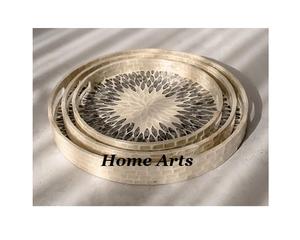 Juego de dos Bandejas para servir postres de diferentes tamaños en bandeja para servir comida de madera con asas de metal a bajo precio - Product Image 5