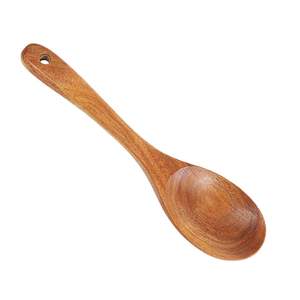 Cuillère de cuisine classique en bois écologique vietnamienne avec finition miroir, manche long, forme cœur - pour cadeaux promotionnels - Product Image 4