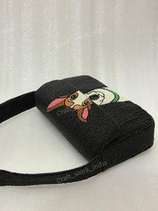 Beaded Dog Motif Shoulder Bag Indian Fully Handcrafted Premium Seed Bead Embroidery Elegant Women Evening <b>Handbag</b> Artisan Purse - Product Image 4