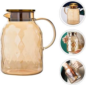 Carafe à eau en verre transparent de luxe moderne au design unique TQC, avec couvercle en métal, capacité 1L, pour eau, jus, vin, décoration de table de cuisine. - Product Image 6