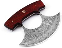 Koki dapur kustom buatan tangan baja karbon Damaskus pemotong Pizza baja tahan karat selubung kulit kayu untuk buah