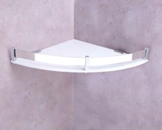 MISHWA PA 09 9x9 SS Estante de esquina Cuarto de círculo Almacenamiento de montaje en pared para baños Comercial Acero inoxidable Pedidos a granel disponibles - Product Image 2