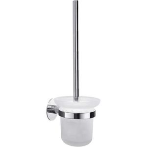 Portaspazzolino moderno in acciaio inox senza foratura per alberghi dotati di un bicchiere di metallo e plastica - Product Image 4