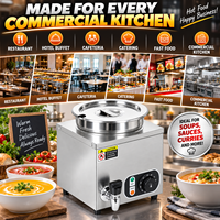 Bain-marie électrique commercial 7L, chauffe-soupe de comptoir en acier inoxydable avec robinet, chauffe-plats de buffet 30-85 ° C
