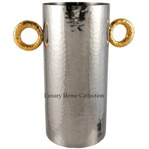 Fancy <b>Wedding</b> Tabletop Customizable <b>Vase</b> With Double Side Handle Hammered Design at Wholesale Price From Indian Supplier - Product Image 1