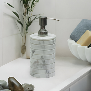 Dispensador de jabón de manos manual de mármol de alta calidad de suministro al por mayor con diseño moderno para uso en el baño - Product Image 1