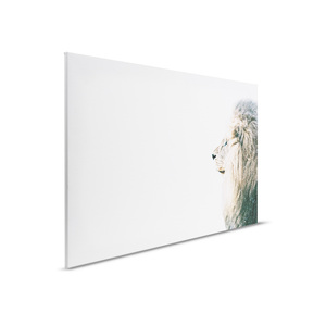 Made In Germany - Home Decor Canvas Picture Animals Lion - Wall Mural In White And Cream - Canvas Picture On Stretcher <b>Frame</b> - Product Image 5