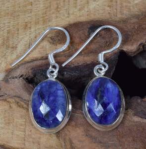 Boucles d'oreilles en argent sterling saphir bleu, pierre de naissance de septembre, bijoux en pierres précieuses faits à la main, cadeau pour femmes - Product Image 3