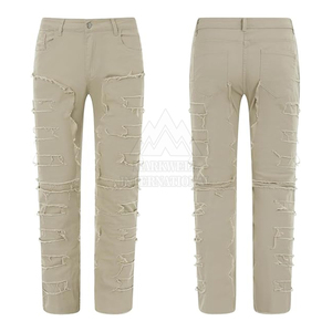 กางเกงยีนส์ผู้ชายแบบซ้อนกันสำหรับผู้ชายกางเกงยีนส์แบบเรียงซ้อนออกแบบได้ตามต้องการสไตล์ที่เป็นเอกลักษณ์ - Product Image 3