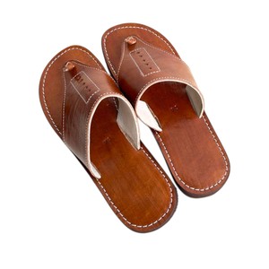 Brown Genuine Leather Flat Sandals Open Toe Slip on Adjustable Strap Anti Slip Summer Casual Rubber Outsole Footwear - Product Image 3