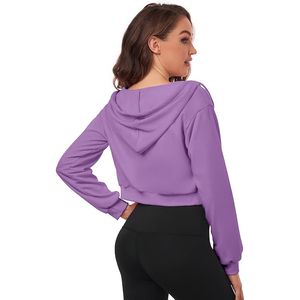 Sweat-shirt décontracté pour femme, haut court sexy à capuche, pull en coton à manches longues, sweat-shirt tendance, coupe confortable - Product Image 5