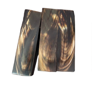 Plaques de corne de buffle naturelles, écaille dorée striée, coquillage poli, style animal, écologiques, art populaire, artisanat moderne pour couteaux - Product Image 1