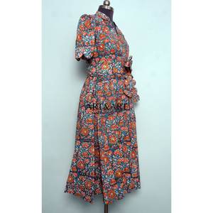 Vestido Largo de Algodón Puro para Mujer, Estampado Floral Hecho a Mano, Estilo Canguro, Línea A, Sencillo, Lavable, Ideal para Uso Diario, Casual o Fiestas - Product Image 5