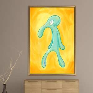 Impression sur toile Bold Squidward : décoration murale abstraite moderne, encadrée en or - Product Image 1