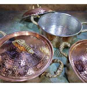 Plats de service chauds à forte demande exportateur indien ustensiles de cuisine ensembles pot de service en cuivre sûr de haute qualité - Product Image 2