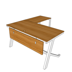BFYB009-YBamboo 140x150cm L-Shaped Corner <b>Computer</b> <b>Desk</b> with Assembled Iron Legs - Product Image 4