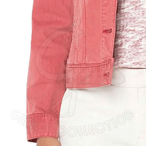 Veste en jean boutonnée pour dames avec design personnalisé, vestes en jean crop top pour les meilleures ventes - Product Image 5