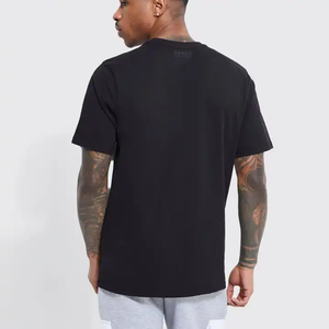Camiseta Personalizada de Algodón Negro de Punto para Hombre, Cuello Redondo, Manga Corta, Estampada, Informal, para Uso Diario, Ropa de Calle - Product Image 4