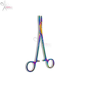 ที่จับเข็มเฮการ์แบบมีด้ามจับ หลายสี เคลือบไทเทเนียมสีรุ้ง สำหรับผ่าตัด พร้อมกรรไกรในตัว ล็อคได้ ทำจากสแตนเลส - Product Image 2