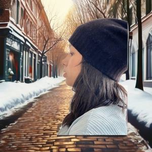 Bonnet en cachemire unisexe pour l'hiver, tricoté, à rayures géométriques, doux, pour adulte, décontracté - Product Image 6