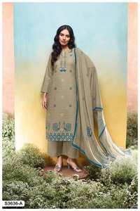 ชุดคอลเลกชั่นผ้าคอตตอนพิมพ์ลายชุดแต่งกายสำหรับงานปาร์ตี้สไตล์อินเดียและปากีสถานปักด้วยมือ - Product Image 3