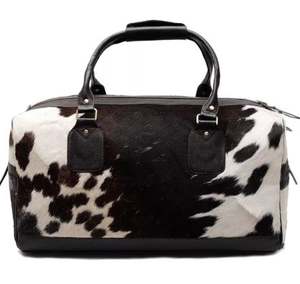 Bolsa de lona de cuero de vaca Hair On Bolsa de viaje de cuero Weekender - Product Image 1