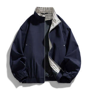 Vestes et manteaux décontractés pour hommes, écologiques, longs, lavés, à fermeture éclair sur le devant, à revers, simples, polyvalents, printemps automne, écologiques pour hommes - Product Image 5