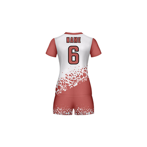 Maillots de volley-ball pour hommes et adultes rose personnalisé à séchage rapide par sublimation ensembles uniformes de haute qualité - Product Image 5