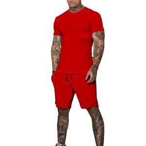Conjunto de Camiseta corta de 2 piezas con logotipo personalizado, Conjunto de camiseta y camiseta para hombre, conjunto de verano deportivo para gimnasio, Conjunto de camiseta corta y doble para hombre - Product Image 1
