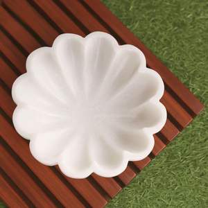 Handcrafted Marble Scalloped Urli Bowl for Home Decor | Traditional Decorative Bowl for Floating Flowers, - Product Image 1
