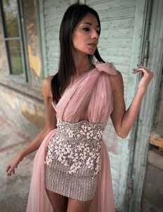 Women's Sleeveless A-Line Evening Dress with One-Shoulder Neck <b>Embroidered</b> Bridal Gown for Export - Product Image 3