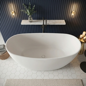 Salvere FW-8814-70 Modern Rectangle Acrylic Freestanding Bathtub with Eco-Friendly Design for Indoor <b>Bathroom</b> Use - Product Image 1