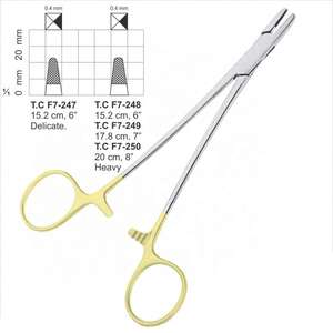 Porte-aiguille manuel professionnel à poignée dorée pour torsion de fils, en acier inoxydable, instruments chirurgicaux certifiés MOL, fabriqué au Pakistan - Product Image 1