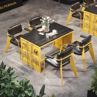 Ensembles de meubles de bar en bois massif de style industriel Combinaison de chaises de table à manger pour restaurant occidental créatif pour bar de négociation