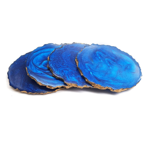 ที่รองแก้วทำจากเรซินสีฟ้าพร้อมขอบทองสำหรับห้องครัวบ้านโต๊ะดื่มถ้วยบนรถไฟเหาะ - Product Image 2