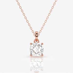 Colgante de Plata de Ley con Moissanita Corte Cojín y Diamante Solitario Deslumbrante - Product Image 5