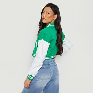 Haute qualité femmes XL Crop Varsity veste personnalisée polaire Letterman Chenille broderie respirant poche teint tricoté traité - Product Image 3