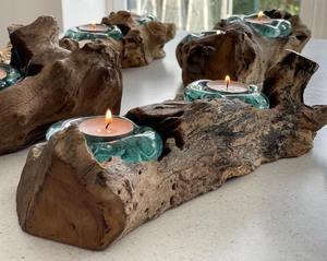 Indian Handcrafted Brown Wooden Easter Candle Holders with Custom Size for Festive Decor - Product Image 1