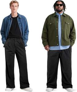 กางเกงผ้าลูกฟูกทรงแบ็กกี้ลำลองวินเทจของผู้ชายพร้อมเข็มขัดเอวกลางห่วง - Product Image 1