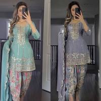 Salwar Kameez prêt-à-porter personnalisable style Bollywood, spécial Aïd Ramadan, été/hiver, en Faux Georgette lourd avec broderie riche