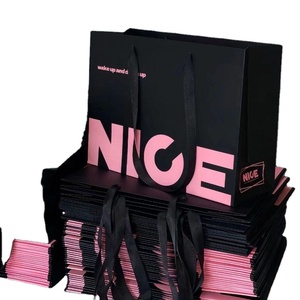 Wholesale Eco-friendly Recyclable <b>Black</b> Kraft Paper Bag Custom Logo for Clothing Supermarkets Use for Candle Craft Packaging - Product Image 1