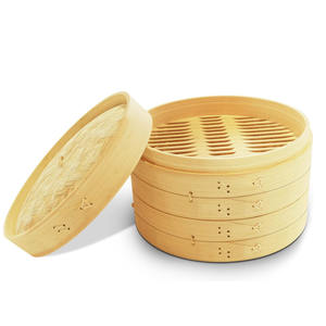 Panier vapeur à raviolis en bambou naturel de bonne qualité avec couvercle, meilleur prix, ensemble de cuiseur vapeur en gros - Product Image 3