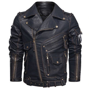 Chaqueta de Cuero Genuino para Hombre, Estilo Bomber, para Motocicleta, Invierno, Secado Rápido, Transpirable, Color Personalizado, Diseño OEM - Product Image 1