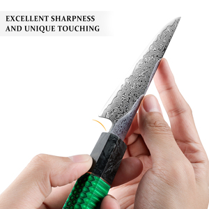 Venta al por mayor personalizado de alta calidad de acero de Damasco al carbono cuchillo de cocina Chef de utilidad con mango de Peine de aluminio de resina - Product Image 2